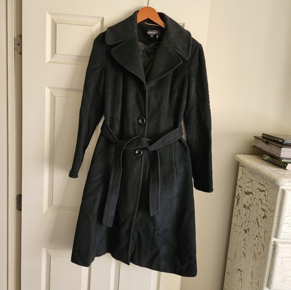 Ellen Tracy 8 Black Wool Mix Peacoat